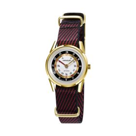 Montre LIP Minilip Quartz Cadran Argenté Bracelet Nylon Rouge