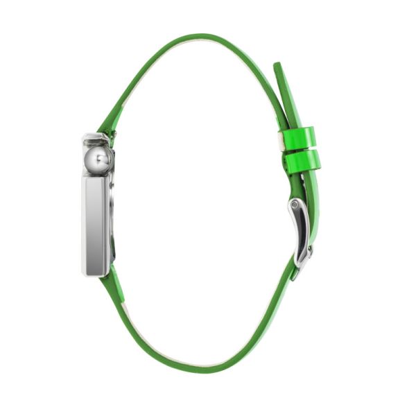 Montre LIP Mach 2000 Quartz Cadran Argenté Bracelet Cuir Vert