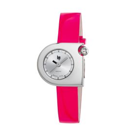 Montre LIP Mach 2000 Quartz Cadran Argenté Bracelet Cuir Rose