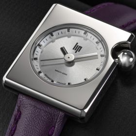 Montre LIP Mach 2000 Mini Square Quartz Cadran Argenté Bracelet Cuir