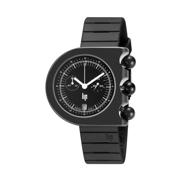 Montre LIP Mach 2000 Chronographe Quartz Cadran Noir Bracelet Caoutchouc