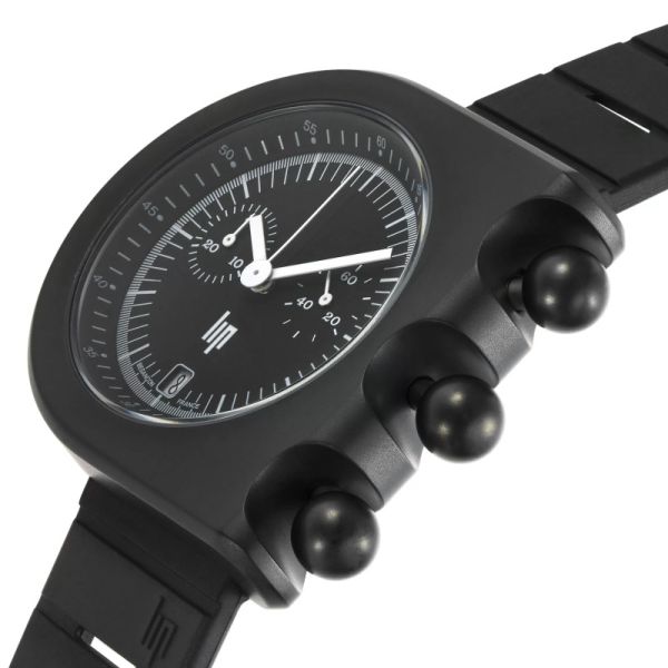 Montre LIP Mach 2000 Chronographe Quartz Cadran Noir Bracelet Caoutchouc