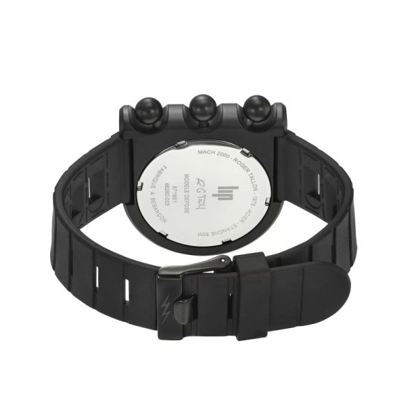 Montre LIP Mach 2000 Chronographe Quartz Cadran Noir Bracelet Caoutchouc