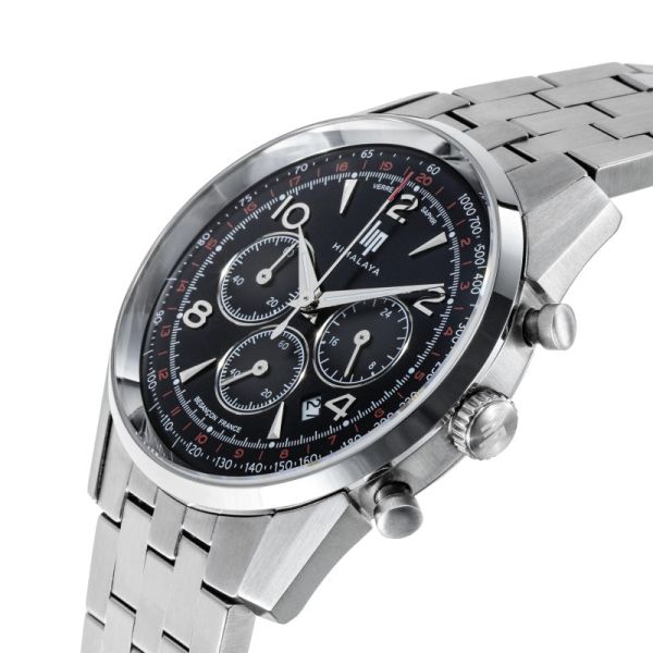 Montre LIP Himalaya Chronographe Quartz Cadran Noir Bracelet Acier