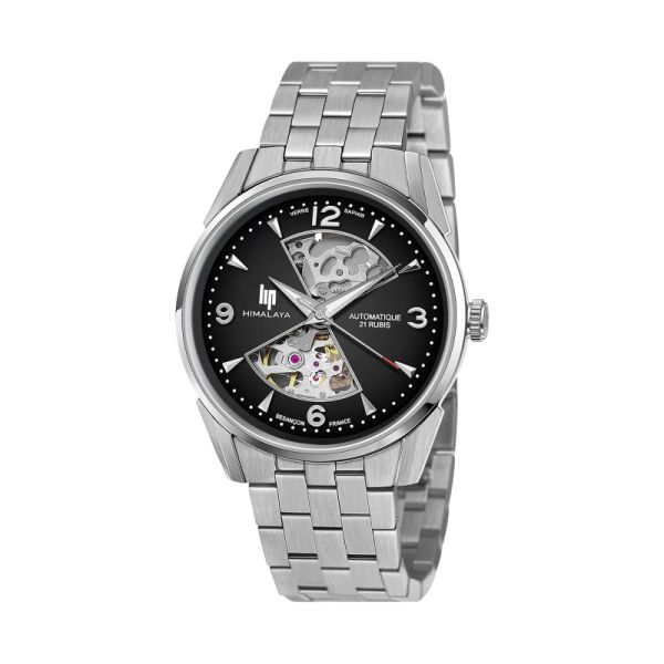 Montre LIP HimalayaAutomatique Cadran Noir Bracelet Acier