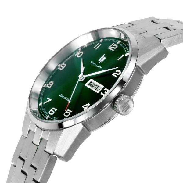 Montre LIP HimalayaQuartz Cadran Vert Bracelet Acier