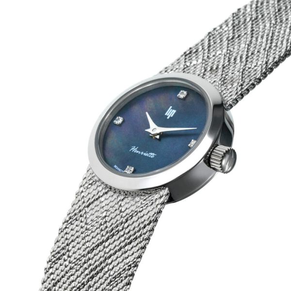 Montre LIP Henriette Quartz Cadran Noir Bracelet Acier