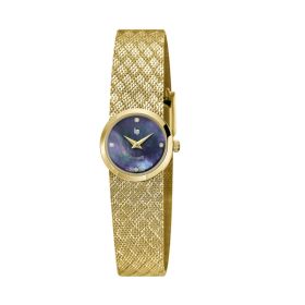 Montre LIP Henriette Quartz Cadran Nacre Noir Bracelet Acier PVD