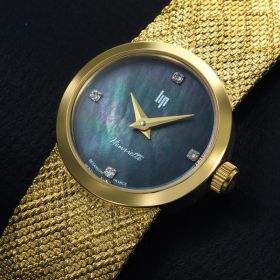 Montre LIP Henriette Quartz Cadran Nacre Noir Bracelet Acier PVD
