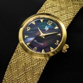 Montre LIP Henriette Quartz Cadran Noir Bracelet Acier