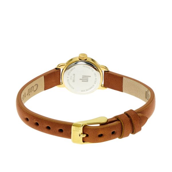 Montre LIP Henriette Quartz Cadran Argenté Bracelet Cuir
