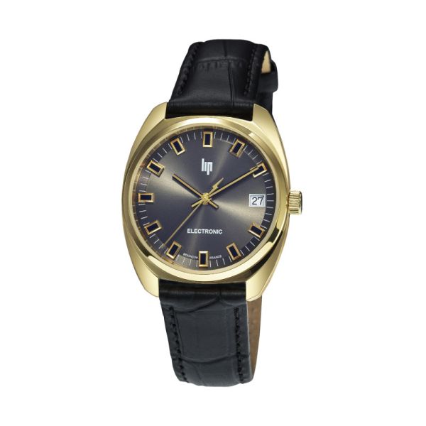 Montre LIP General De GaulleQuartz Cadran Noir Bracelet Cuir