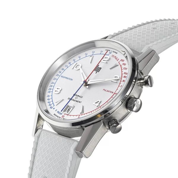 Montre LIP Courage Quartz Cadran BlancBracelet Caoutchouc vulcanisé