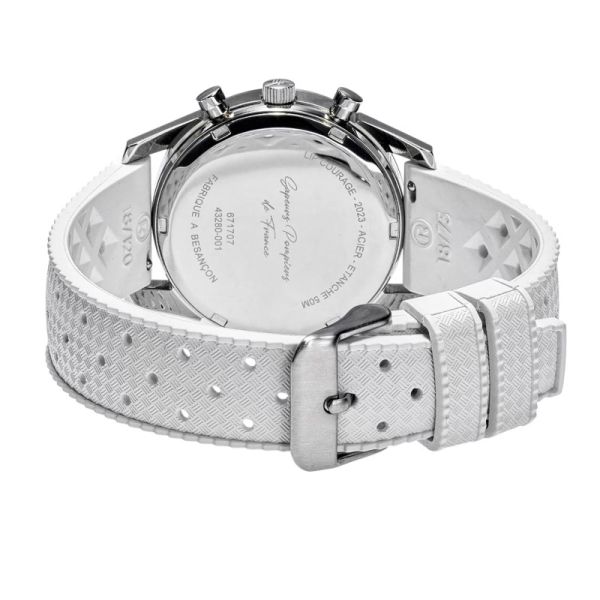 Montre LIP Courage Quartz Cadran BlancBracelet Caoutchouc vulcanisé