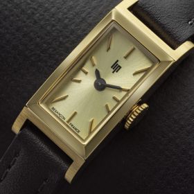 Montre LIP Churchill T13 Baguette Quartz Cadran Champagne Bracelet Cuir