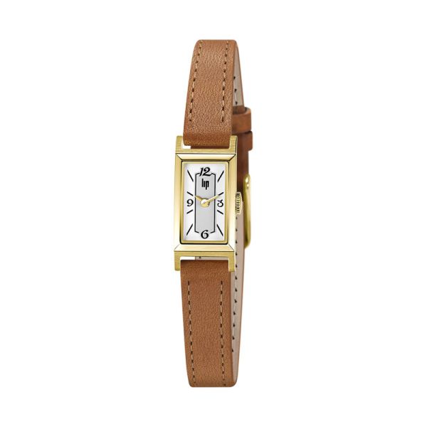 Montre LIP Churchill T13 Baguette Quartz Cadran BlancBracelet Cuir