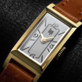 Montre LIP Churchill T13 Baguette Quartz Cadran BlancBracelet Cuir