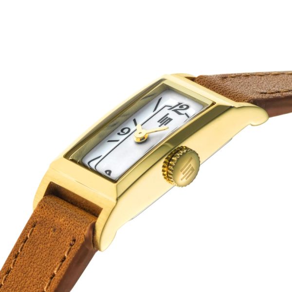 Montre LIP Churchill T13 Baguette Quartz Cadran BlancBracelet Cuir