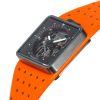 Montre LIP Big TV Automatique Cadran Noir Bracelet Cuir Orange