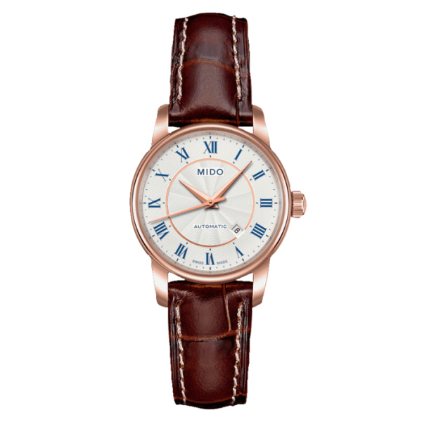 Montre Mido Baroncelli 29mm Cadran Argent Bracelet Cuir Brun