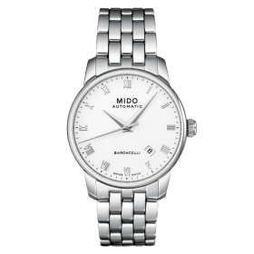 Montre Mido Baroncelli 38mm Cadran Blanc Bracelet Acier inoxydable Gris