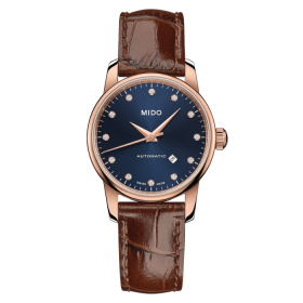 Montre Mido Baroncelli Midnight Blue Lady 29mm Cadran Bleu Bracelet Cuir Brun