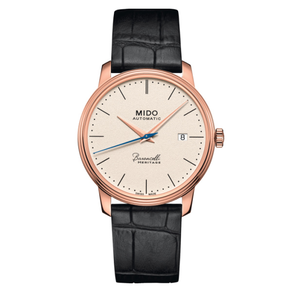 Montre Mido Baroncelli Heritage Gent 39mm Cadran Ivoire Bracelet Cuir Noir
