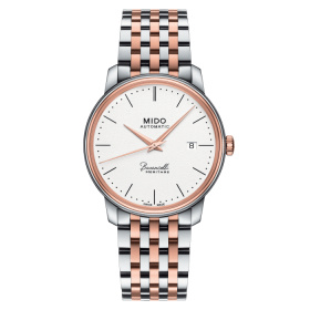 Montre Mido Baroncelli Heritage Gent 39mm Cadran Blanc Bracelet Acier inoxydable PVD rose