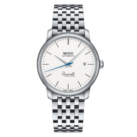 Montre Mido Baroncelli Heritage Gent 39mm Cadran Blanc Bracelet Acier inoxydable Gris