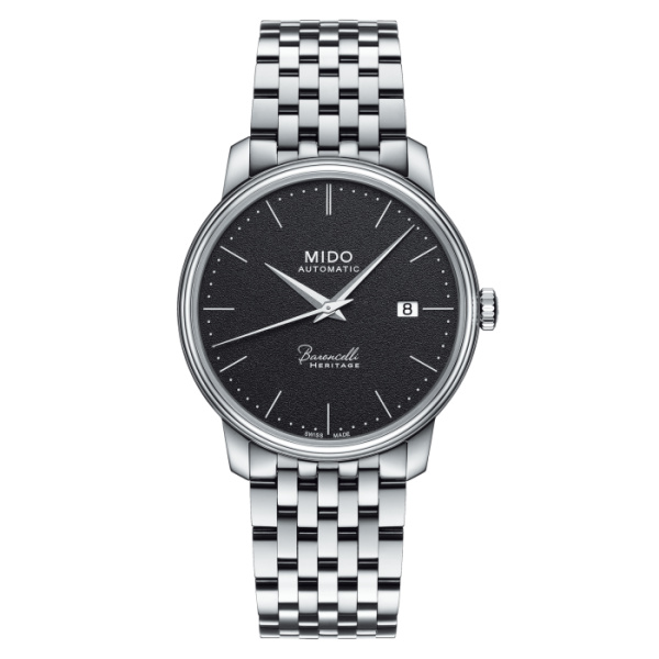 Montre Mido Baroncelli Heritage Gent 39mm Cadran Noir Bracelet Acier inoxydable Gris