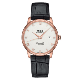 Montre Mido Baroncelli Heritage Gent 39mm Cadran Blanc Bracelet Cuir Noir