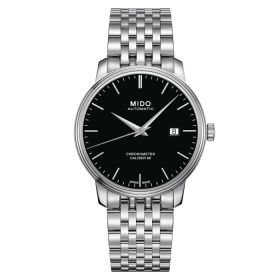 Montre Mido Baroncelli Chronometer Silicon Gent 40mm Cadran Noir Bracelet Acier inoxydable Gris
