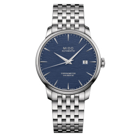 Montre Mido Baroncelli Chronometer Silicon Gent 40mm Cadran Bleu Bracelet Acier inoxydable Gris