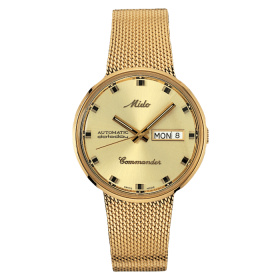 Montre Mido Commander 1959 37mm Cadran Jaune Bracelet Acier inoxydable Doré