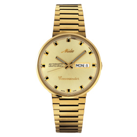 Montre Mido Commander 1959 37mm Cadran Jaune Bracelet Acier inoxydable Or jaune