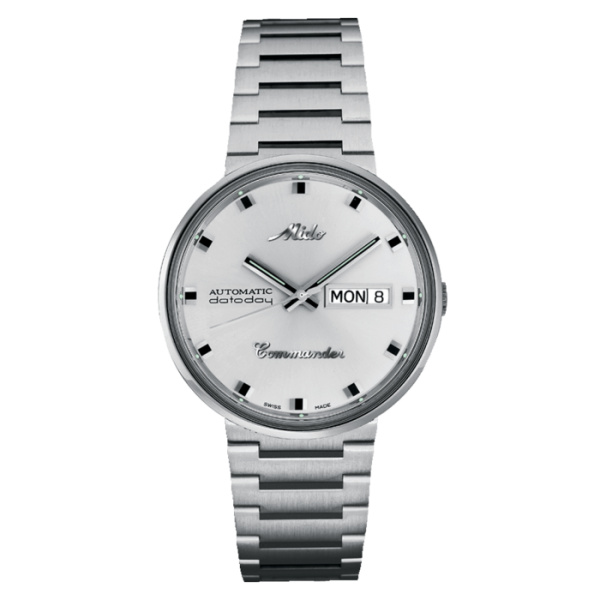 Montre Mido Commander 1959 37mm Cadran Argent Bracelet Acier inoxydable Gris