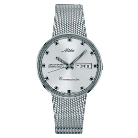 Montre Mido Commander 1959 37mm Cadran Argent Bracelet Acier inoxydable Gris