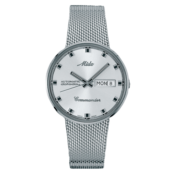 Montre Mido Commander 1959 37mm Cadran Argent Bracelet Acier inoxydable Gris