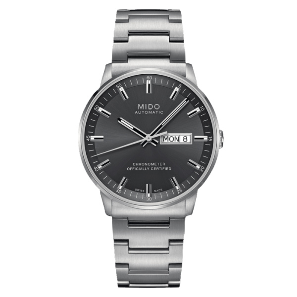 Montre Mido Commander Chronometer 40mm Cadran Anthracite Bracelet Acier inoxydable Gris