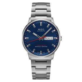 Montre Mido Commander Chronometer 40mm Cadran Bleu Bracelet Acier inoxydable Gris
