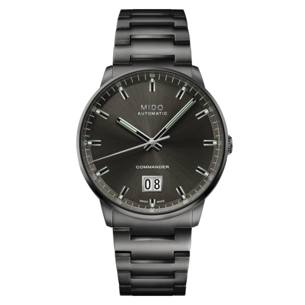Montre Mido Commander Big Date 42mm Cadran Anthracite Bracelet Acier inoxydable Gris