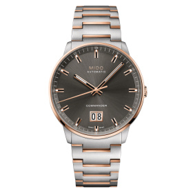 Montre Mido Commander Big Date 42mm Cadran Anthracite Bracelet Acier inoxydable PVD rose