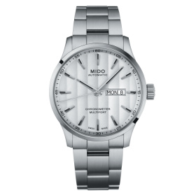 Montre Mido Multifort Chronometer 1 42mm Cadran Blanc Bracelet Acier inoxydable Gris