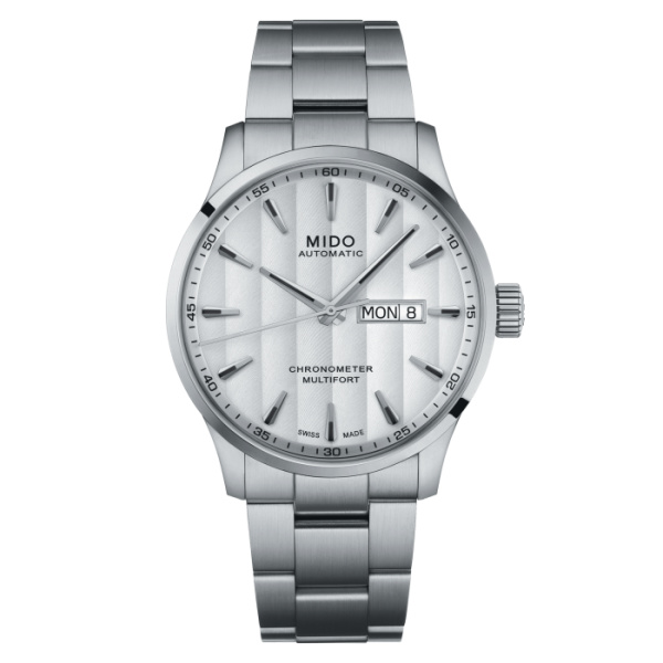 Montre Mido Multifort Chronometer 1 42mm Cadran Blanc Bracelet Acier inoxydable Gris