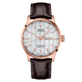 Montre Mido Multifort Chronometer 1 42mm Cadran Argent Bracelet Cuir Brun