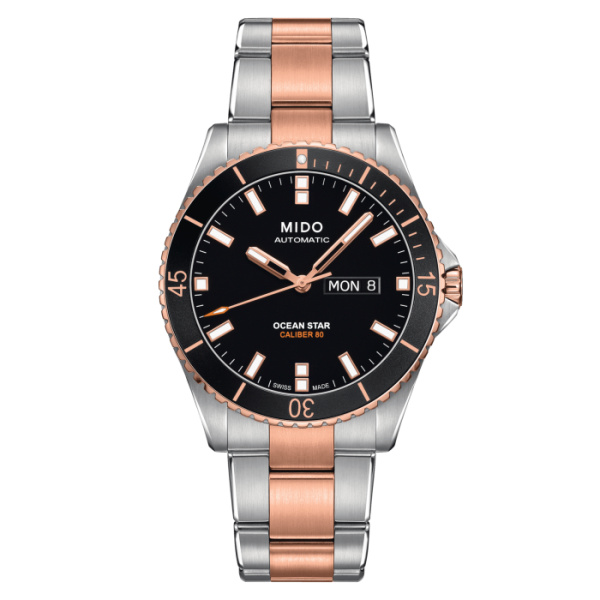 Montre Mido Ocean Star 200 42,5mm Cadran Noir Bracelet Acier inoxydable PVD rose