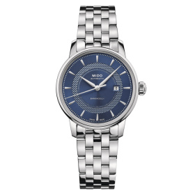 Montre Mido Baroncelli Signature 30mm Cadran Bleu Bracelet Acier inoxydable Gris