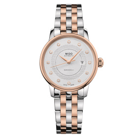 Montre Mido Baroncelli Signature 30mm Cadran Argent Bracelet Acier inoxydable PVD rose