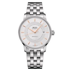 Montre Mido Baroncelli Signature 39mm Cadran Argent Bracelet Acier inoxydable Gris