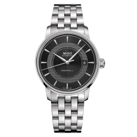 Montre Mido Baroncelli Signature 39mm Cadran Noir Bracelet Acier inoxydable Gris